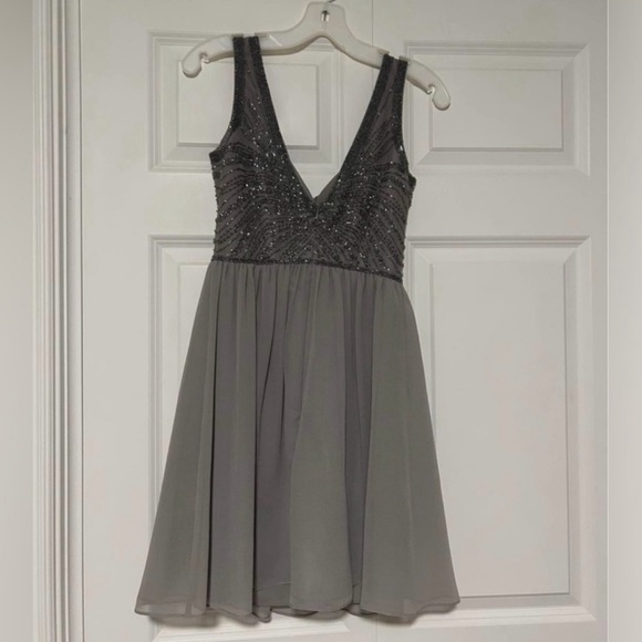 David’s Bridal Gray/Purple Beaded Mini Dress, Size: 0, One-of-a-Kind - Picture 2 of 4